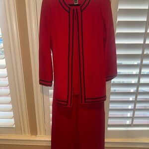 St. John Red Jacket with Black Trim and matching pants